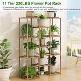 ZUN Multi-tier Wooden Plant Stand 11 Potted Flower Display Shelf Rack Vase Holder for Patio Balcony 57384920