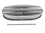 12" Oval Polished Aluminum Half Finned Air Cleaner Assembly for Chevy Ford 5-1/8" Carb 28523440