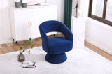 ZUN Swivel Accent Chair Armchair, Round Barrel Chair in Fabric for Living Room Bedroom, Blue 74650903
