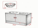 Elevated Dog Feeding Station with Storage Cabinet, 2 Stainless Steel Bowls & Slow Feeder for Large 12798914