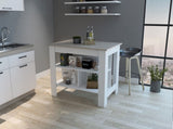 Rockaway 3-Shelf Kitchen Island White and Light Grey B06280061