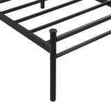 Queen Size metal bedframe,Headboard with wood panel decoration,black 67358352