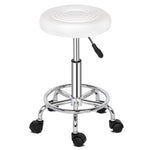 ZUN Round Stool with Lines Rotation Bar Stool White 44812868