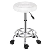 ZUN Round Stool with Lines Rotation Bar Stool White 44812868