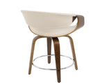Curvini Mid-Century Modern Counter Stool in Walnut Wood and Cream Fabric by LumiSource - Set of 2 B202P221708