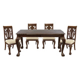 ZUN Elegant Design Traditional Side Chairs 2pc Set Dark Cherry Finish Brown Fabric Seats Dining B01152166