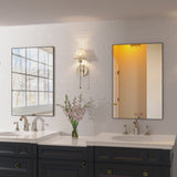 36x24 inches Modern Black Bathroom Mirror with Aluminum Frame Vertical or Horizontal Hanging W70837198