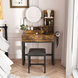 Makeup Vanity with LED Lights&3 Color and Power Outlet Makeup Vanity Table with 2 big Drawers with W509P297015