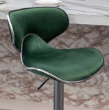 Masaccio Velvet Upholstered Adjustable Swivel Barstool, Set of 2, Green T2574P164845