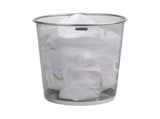 Mesh Trash Can, 16.65L , Waste Paper Basket, Round, Office, Metal, Silver 47621532