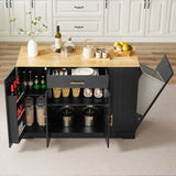 53 inch Large Kitchen Island with Trash Can Storage Cabinet, Islands Table with Drawer and W1820P266160