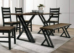 ZUN Industrial Style Dining Room 1pc Bench Only Black and Dark Oak Finish Wooden Seat X-Style Legs B011P208971