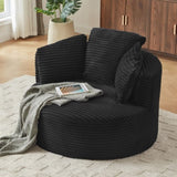 Compressible Corduroy Round Chair with Cushioned Backrest - Modern Comfort Seating for Living W2339P323616