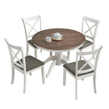 ZUN (1 Table with 4 Chairs)Wooden Dining Table Set for 4 Persons, Modern Design Round Kitchen Table with W2582P188372