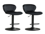 2-Pack Adjustable Height Bar Stools with 360&deg Swivel, Dutch Velvet Upholstered Bar Chai - Black 95222483