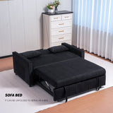 Sleeper Sofa Bed, 3-in-1 Velvet Pull Out Couch with Armrests, Storage Pockets and 2 Pillows, W3138P281569