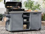 78.3" Outdoor Kitchen Island with Foldable Grill Table, Wooden Outdoor Grill Cart with Trash Can 28665239