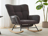 Teddy Fabric Wingback Glider Rocker & Ottoman Set, Nursery Nursing Rocking Chair with Side Storage 75497389