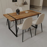 59" MDF natural wood table and modern chair set of 4 pieces, medieval wooden kitchen 53836239