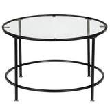 2 Layers 5mm Thick Tempered Glass Countertops Round Wrought Iron Coffee Table Black 87255188