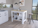 Rockaway 3-Shelf Kitchen Island White and Light Oak B06280060