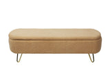 Camel Storage Ottoman Bench for End of Bed Gold Legs, Modern Camel Faux Fur Entryway Bench W117082031