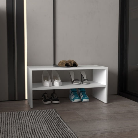 ZUN Shoe Rack 13.7" H, with 2 Shelves, White B097P250840