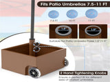 150LBS Fillable Umbrella Base with Wheels 2 Adapters for 7.5-11ft Patio Umbrellas Coffee 51494803