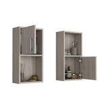 ZUN Oba 2-Pc Wall-Mounted Bathroom Medicine Cabinet with Open and Closed Storage B070P188847