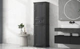 ZUN Tall Bathroom Storage Cabinet, Freestanding Storage Cabinet with Drawer and Adjustable Shelf, MDF WF312727AAB