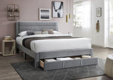 Luxury Contemporary Look 1pc Queen Size Bed w Storage Drawer Gray Corduroy Headboard Bedframe B011P238965