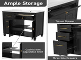 36" Bathroom Vanity with Sink, Ceramic Sink, One Tip-out Drawer, 3 Side Drawers, Adjustable Shelf, N759P284623B
