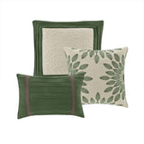 7 PC Pieced Faux Suede Comforter Set Green King B03597219