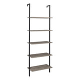 5-Shelf Wood Ladder Bookcase with Metal Frame, Industrial 5-Tier Modern Ladder Shelf Wood 77969360