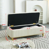 47.24''W Storage Ottoman,Upholstered Velvet Fabric Storage Ottoman with Safety Hinge, gold W579P224702