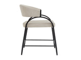 25'' Seat Height Modern Fabric Bar Stools with Back, Black Metal Frame, Comfortable Counter Stools N780P369956B
