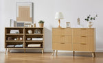 ZUN Bedroom Dresser, 6 Double Dressers with Wavy Drawers, Wooden Chest of Drawers for Children's Room, W1162P190403