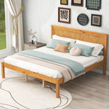 Platform Bed Frame with Headboard, Wood Slat Support, No Box Spring Needed, Queen, Oak WF212813AAN