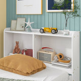 ZUN Twin Bed with Bookcase,Twin Trundle,Drawers,White 53778862