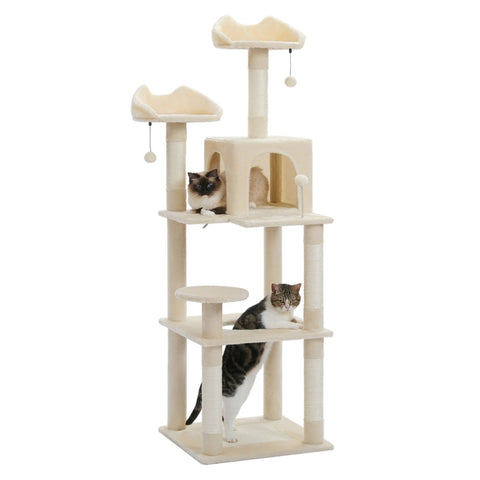 ZUN 63'' Multi-Level Cat Tree Cat Tower for Indoor Cats with Sisal-Covered Scratching Post, Cozy Cat 51846476