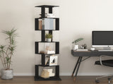 360&deg Rotating 6-Tier Black Bookshelf with Stable Anti-Tip Base, Tall Floor Standing Bookcase & W409P167479