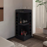 Black Corner Bar Cabinet with Wine Rack and Open Shelf B062P290260