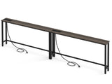 2Pcs 78.74"x5.91"x31.10" Console Table, MDF with Melamine Veneer & Iron Frame, with Power Outlet, 66330565
