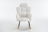 055-Teddy Fabric Upholstered Nursery Rocking Glider Chair Modern Accent Armchair Padded Seat with W527P228306