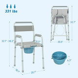 ZUN Grey multi-functional portable toilet chair with adjustable height 05796679