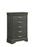Modern 5 Drawers Chest made with Wood in Gray 733569277797