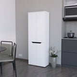 FM FURNITURE Keyser Multistorage Kitchen Pantry with 5 Shelves and 4 Doors, White/Black B128P321071