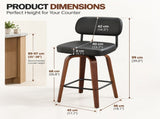 1pcs Bar Stool, Solid Iron Tube Backrest, PU Upholstery, Curved Wood Legs, Swivel Bar Chair, Black 29325843