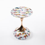 Mermaid Tail End Coffee Table Round Side Table, Modern Metal Pedestal Table, Minimalist Accent Table W2664P232835