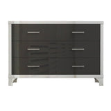 ZUN Elegant High Gloss Dresser with Metal Handle,Mirrored Storage Cabinet with 6 Drawers for N733P205355B